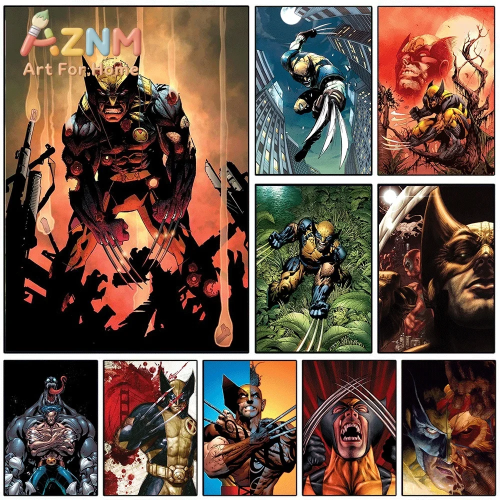 2D Flat Posters & Prints,Wolverine X-Men Marvel Superhero Comic Canvas Wall Art,2D Flat Frameless Print,Home Decor for Boys Be