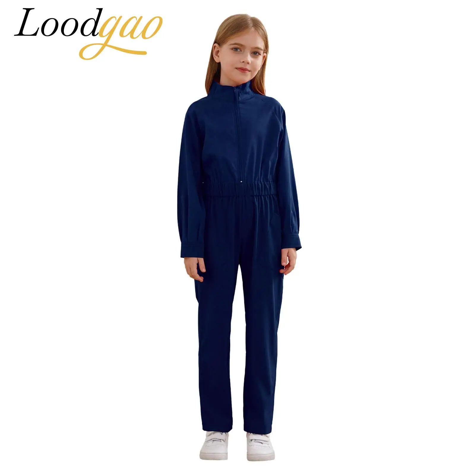 Mono de Juego de Rol para Niñas, Disfraz de Mecánico/a de Fábrica, Mono de Una Pieza con Cuello Alto y Pantalón Cargo Recto