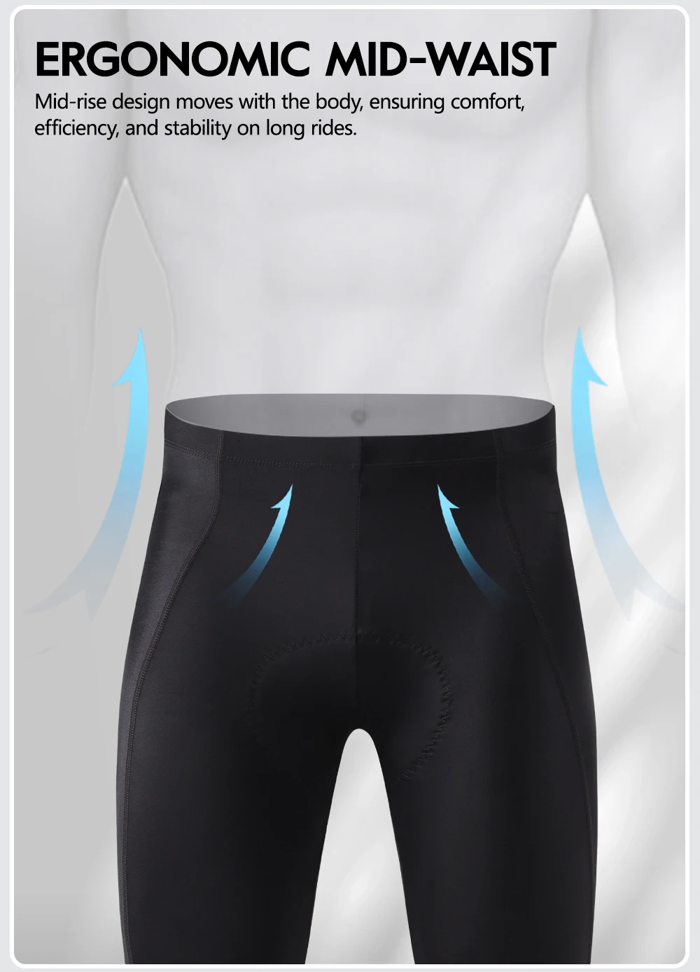 RION Fahrradhose für Herren und Damen, Winter-Thermo-Fahrradhose, MTB-Tights, gepolsterte Rennrad-Trägerhose, spritzwassergeschützt, winddicht, 7H 8H – Detail 8