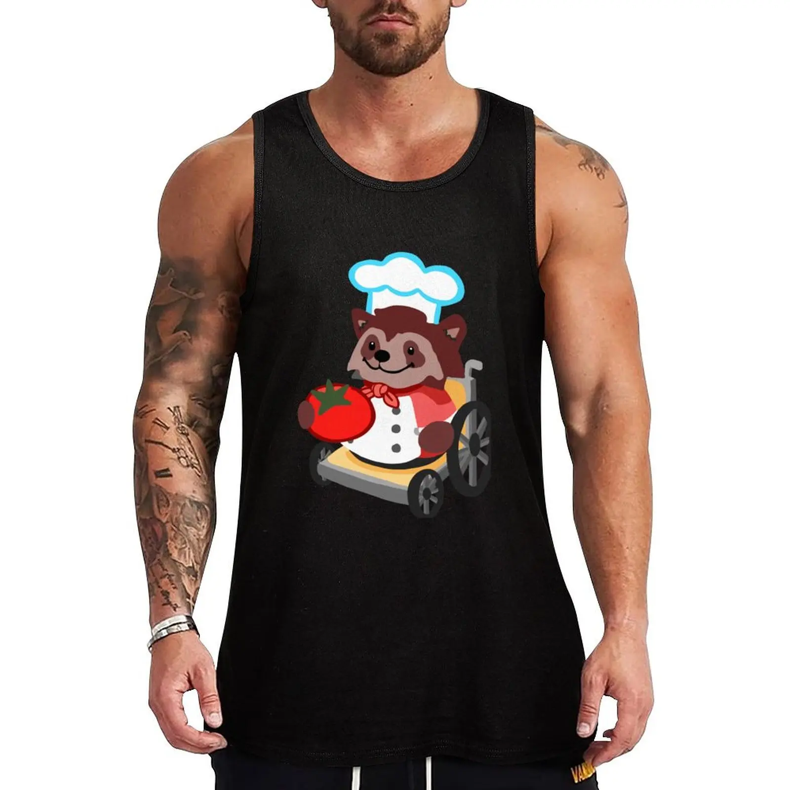

Overcooked wheelchair raccoon chef Tank Top sleeveless shirts gym shirt men sleeveless vests