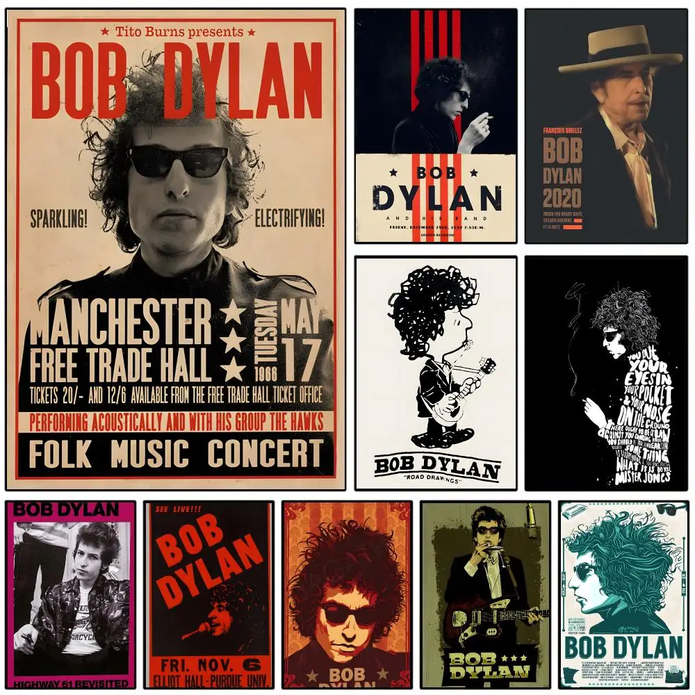 Bob Dylan Band Poster Self-adhesive Art Waterproof Paper Sticker Coffee House Wall Decor