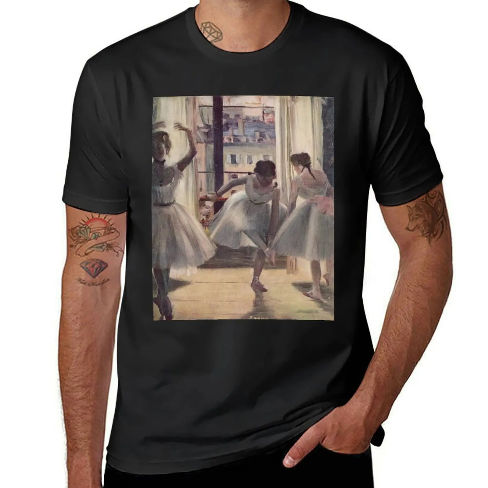 

Three dancers in an exercise room - Edgar Degas T-Shirt oversizeds quick drying black t-shirts for men