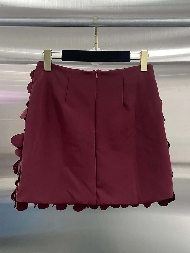 VGH Solid Spliced Disc Ball Gown Women High Waist Patchwork Zipper Temperament Club Mini Skirts Female Fashion Style New Clothes