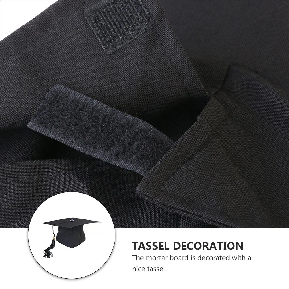 

Black Graduation Cap 24*24Cm Adjustable Board Hat For College Ceremony Party Accessory Polyester Tassel Adult