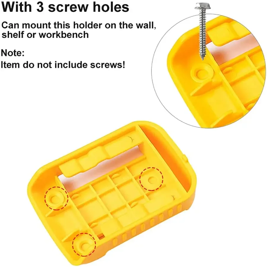 Imagem -05 - Suporte de Bateria para Dewalt 18v 20v 60v Suportes de Armazenamento de Parede Stander Mount Display Hanger Dock Fivela do Cinto de Bateria Amarelo Pcs Pcs 10 Pcs