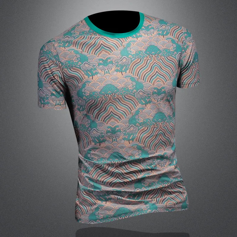 2026 Summer Ice Silk Breathable Short Sleeve T-shirt Men Fashion Casual Round Neck Tshirts Social Business Versatile T-shirt Tee