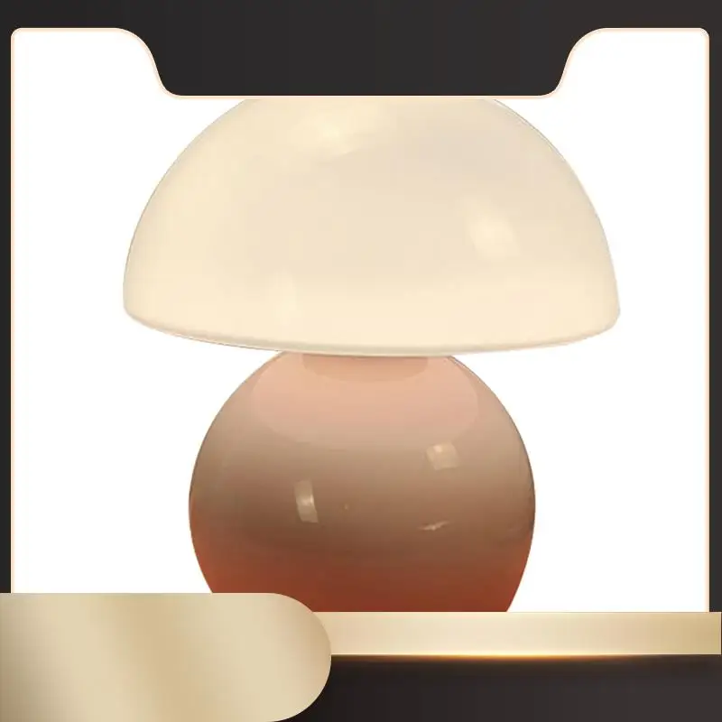 

Mushroom Lamp Table Bedside Nightstand Lamp For Bedroom Cute Mini Mid Century Modern Lamp Dimmable-N36R