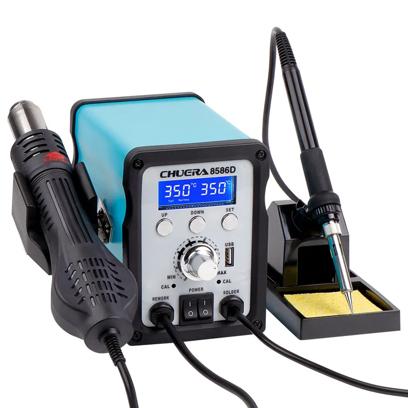 

Chuera 2 In 1 Desoldering Stations 8586D Hot Air Gun Soldering Iron Soldering Rework Station For Repairing Mobile