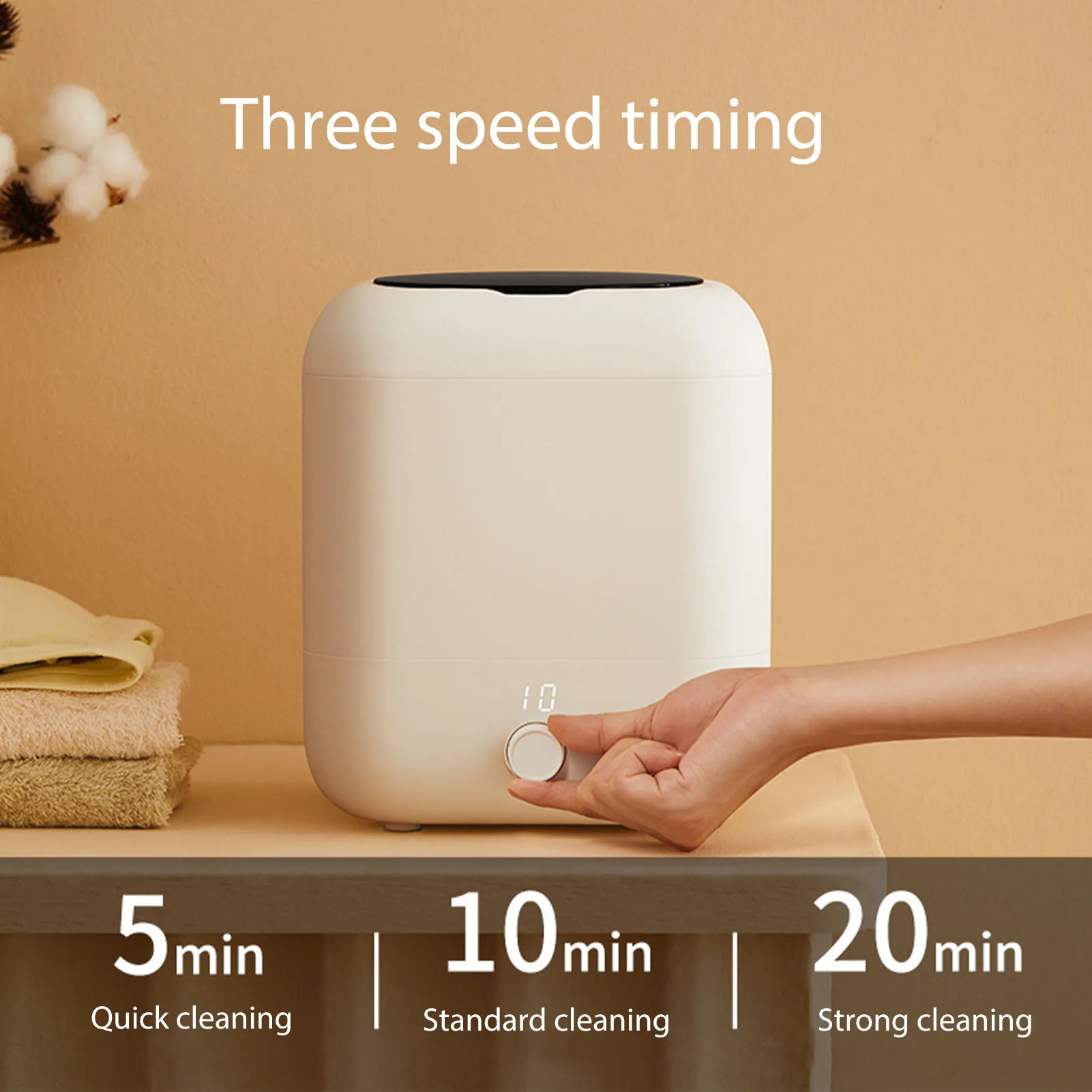 Type C Mini Washing Machine ABS USB Rechargeable Small 3 Gears Portable Washer with Timing Function for Apartment Dorm RV