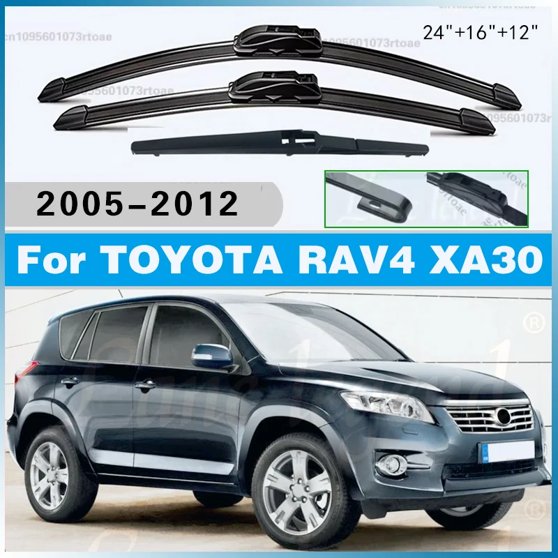 

Window Rain Brush Accessories 3PCS For TOYOTA RAV4 XA30 2005 - 2012 24"+16"+12" Front Rear Wiper Blades Windshield Windscreen