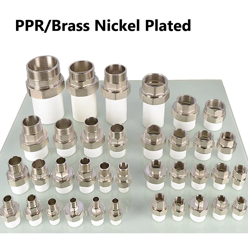 

Фитинги для труб 1/2 "~ 2-1/2" Внутренняя проволока PPR Латунный никелированный соединительный редуктор Редуктор PPR Водопровод