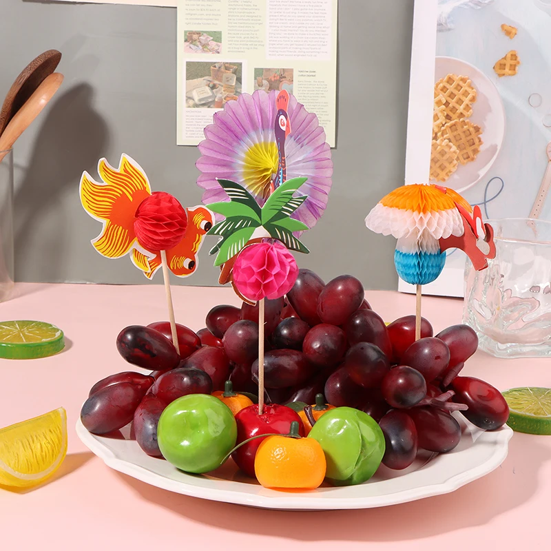 50Pc Panda Butterfly Rose Paper Umbrella Cocktail Parasols Drink Fruit Cake Topper Birthday Party DIY Dessert Drink Pick