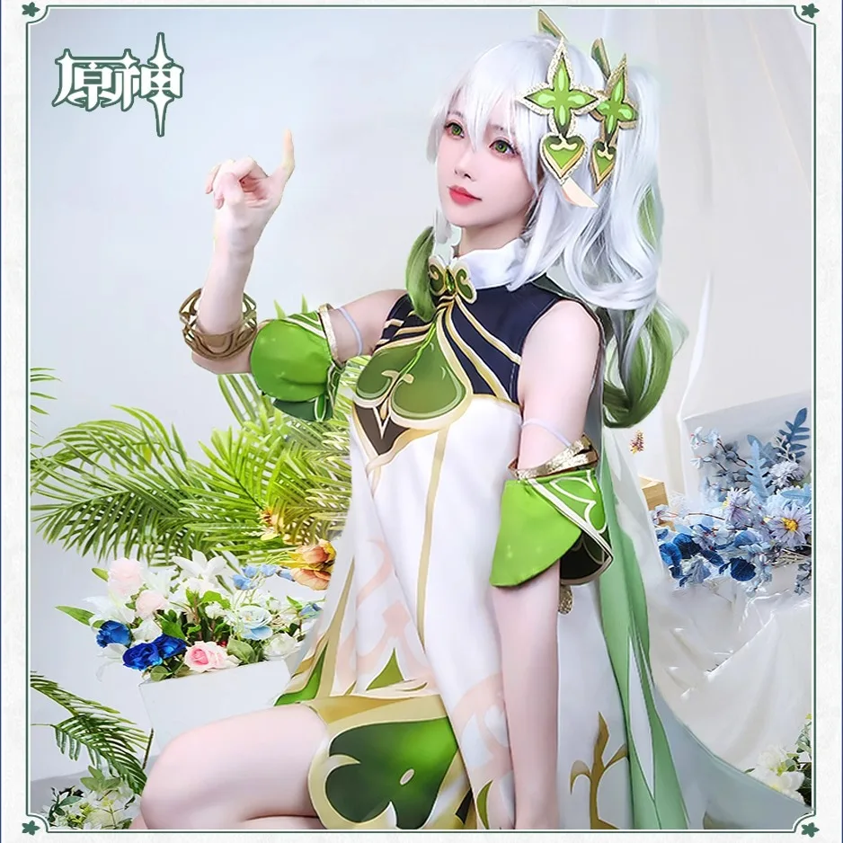 Genshin impact nahida ชุดคอสเพลย์ผู้หญิงเมดเดรสสไตล์น่ารัก nahida genshin สำหรับขนาดเด็กเล็กเด็กผู้หญิง
