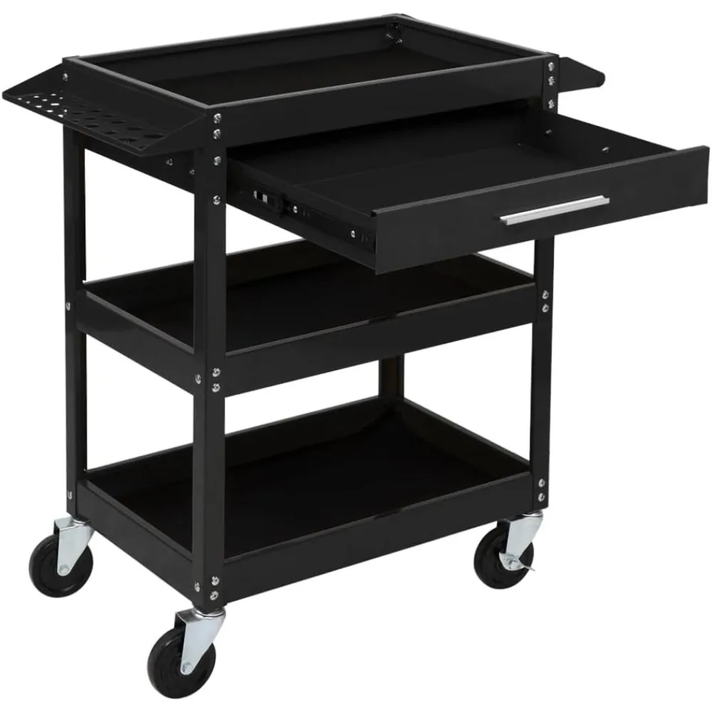 3 Tier Rolling Tool Cart with Drawer for Versatile Use