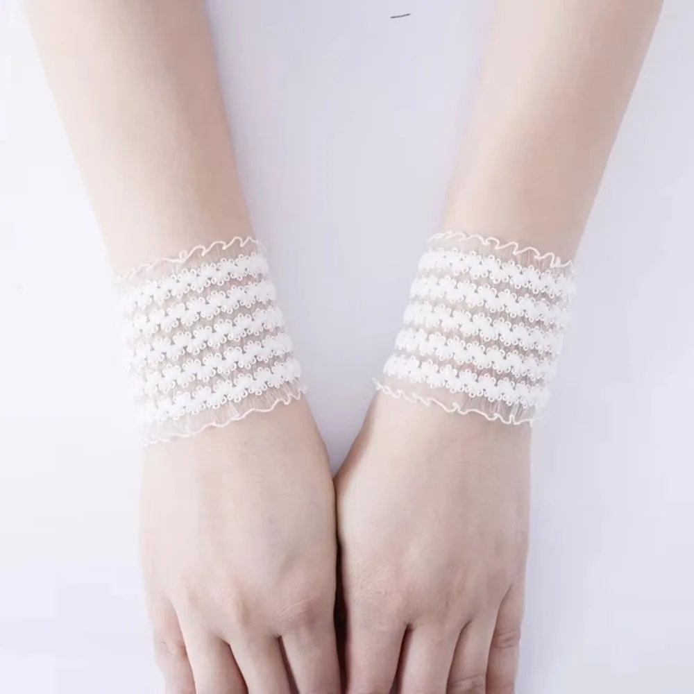 

Soft Lace Decorative Sleeve Cuff Sew-Free Elastic Stretchable Adjustable Arm Band Sleeve Anti-Slip Patch