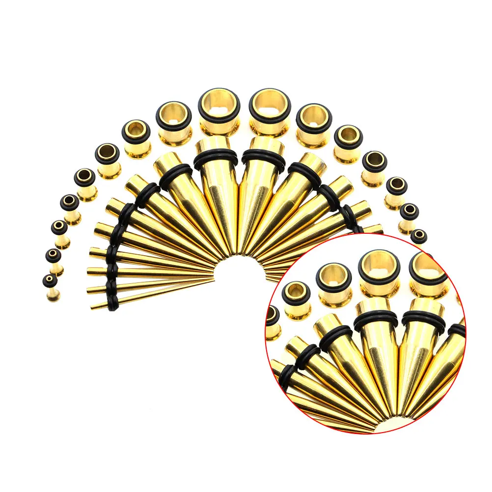 

36 Pcs Stainless Steel Piercing Jewelry Set Gauges Expanders