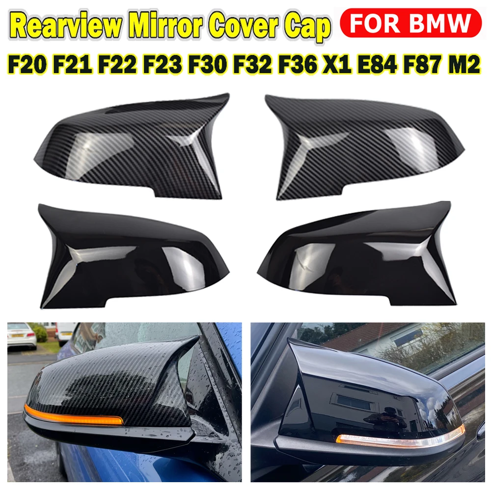 2 pieces Rearview Mirror Cover Cap Carbon Black for BMW Series 1 2 3 4 X M 220i 328i 420i F20 F21 F22 F23 F30 F32 F33 F36 X1