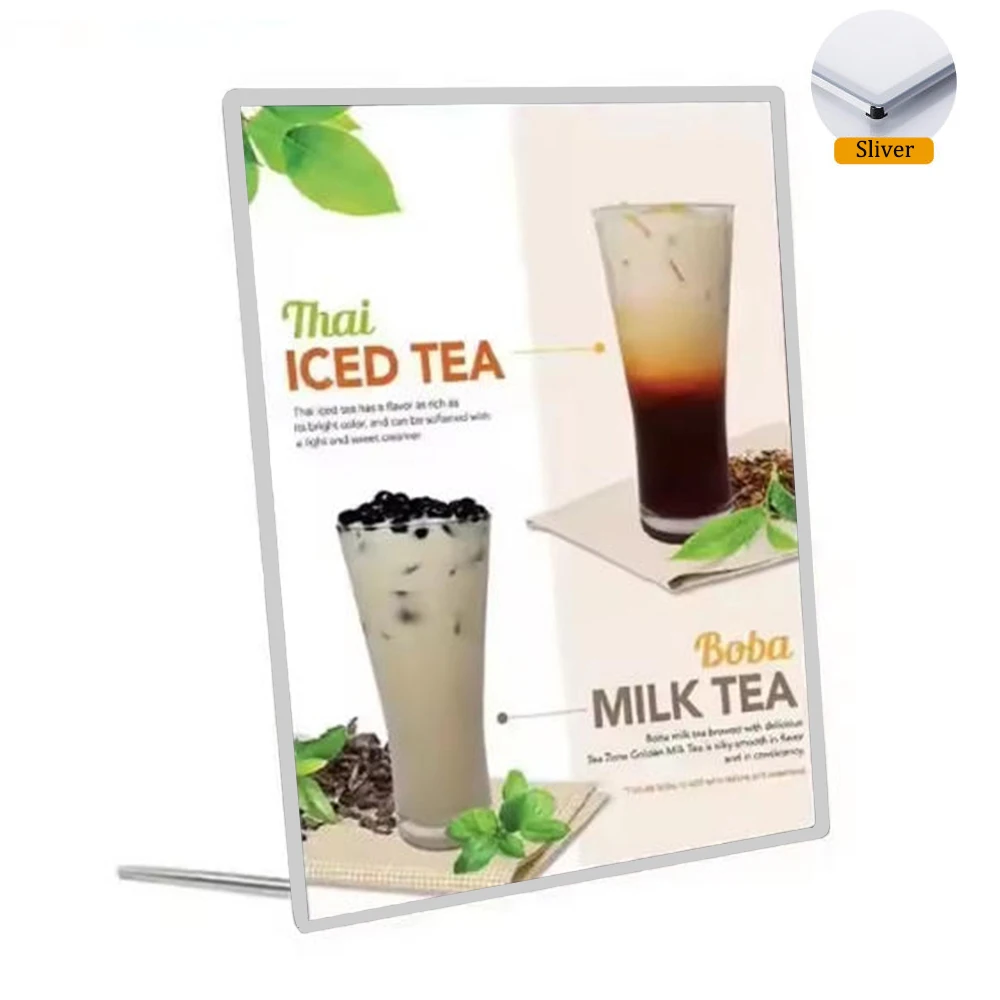 

A3A4 Customized Film LED Light Advertising Billboard Super Bright Slim Clip Poster For Shops Menus Wall Mounted Box Silver Frame