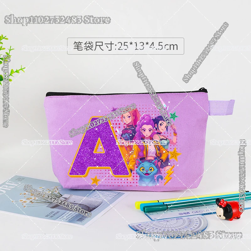 

Cartoon K-pop Demon Huntersed Makeup Storage Bag Zippered Make Up Pouch Stationery Coin Purse Miscellaneous Item Cosmetic Packet