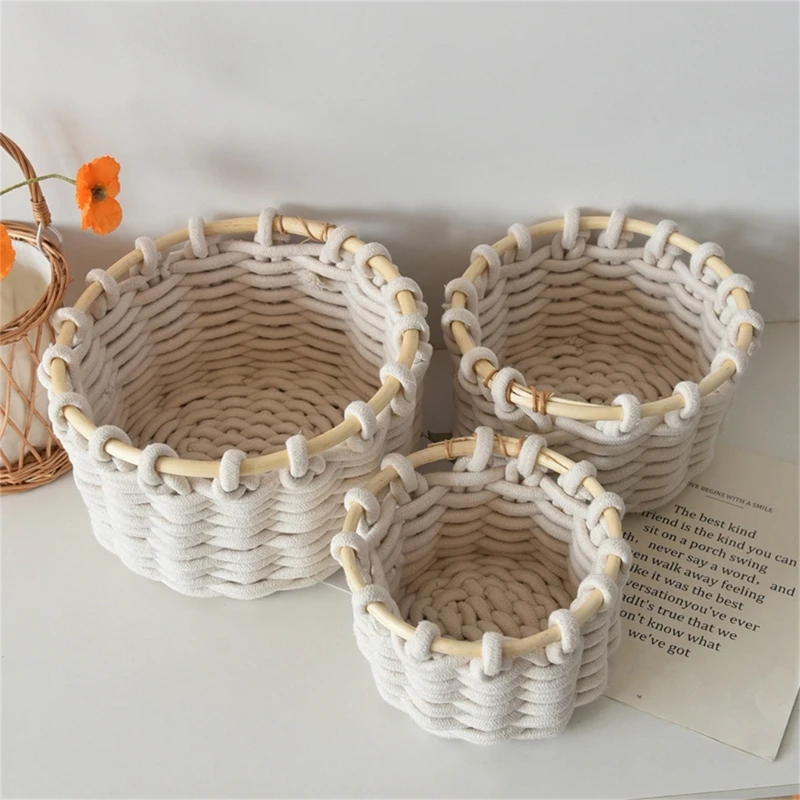 Sturdy Storage Baskets Rope Woven Bins Functional Handwoven Home Storage Baskets For Efficient Home And Office Use
