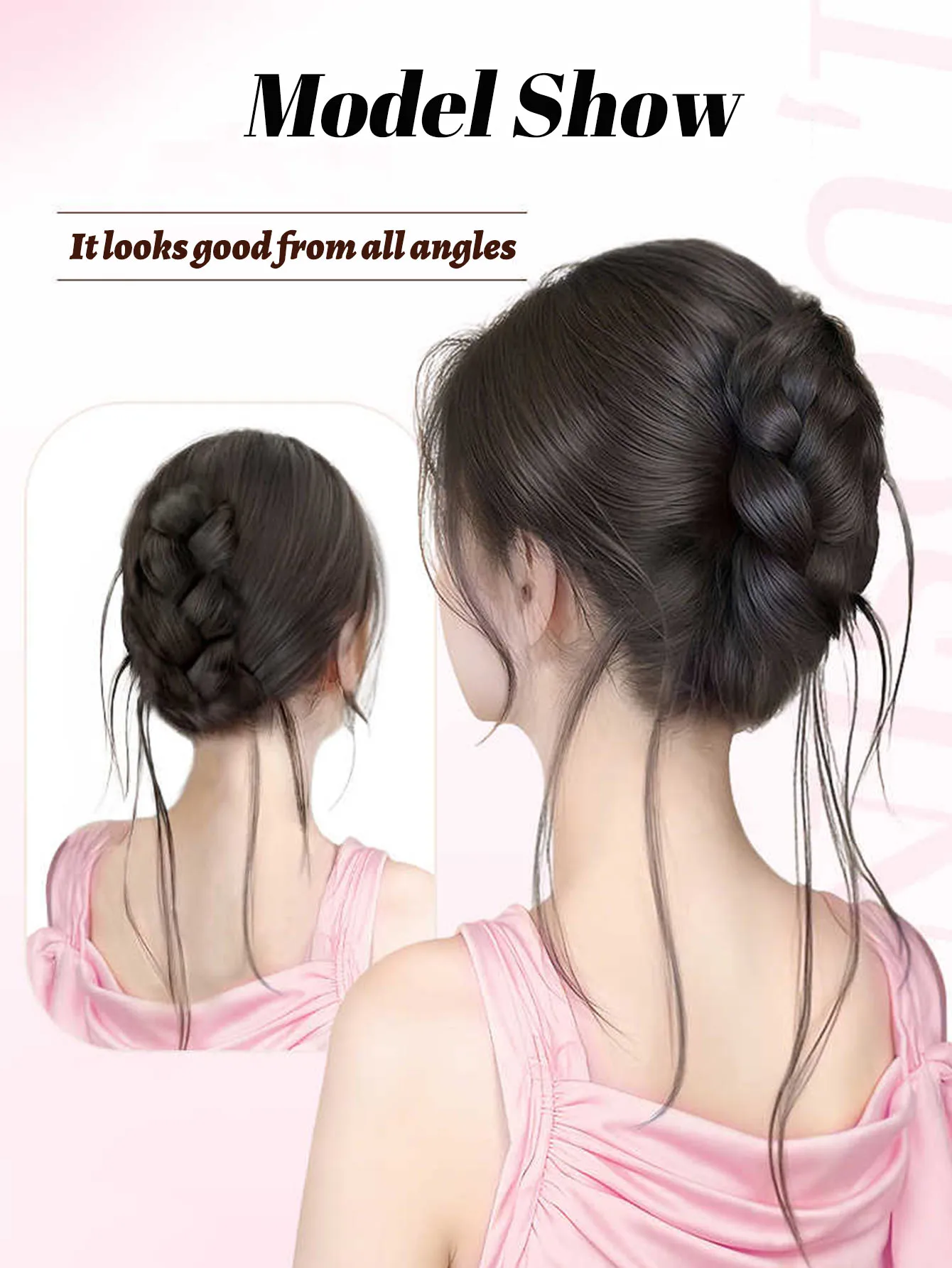 OLACARE 合成乱雑な巻き爪おだんごヘアシニヨンヘアエクステンションシュシュ偽偽毛尾付き女性のためのひげ三つ編み