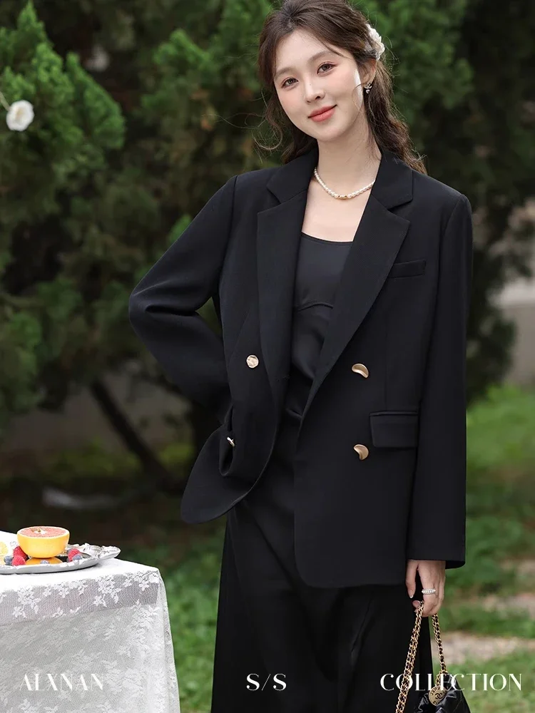 

ALXNAN Women's Blazer Trend 2025 Autumn Elegant Office Lady Coats Fashion Chic Buttons Loose-fit Casual Ladies Clothing L33371