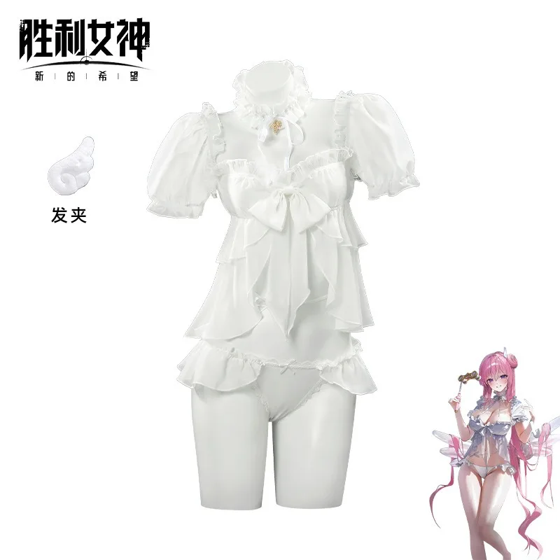 

Game NIKKE The Goddess of Victory Dorothy Cosplay Outfit Serendipity Swimsuit White Ruffles Dress for Women