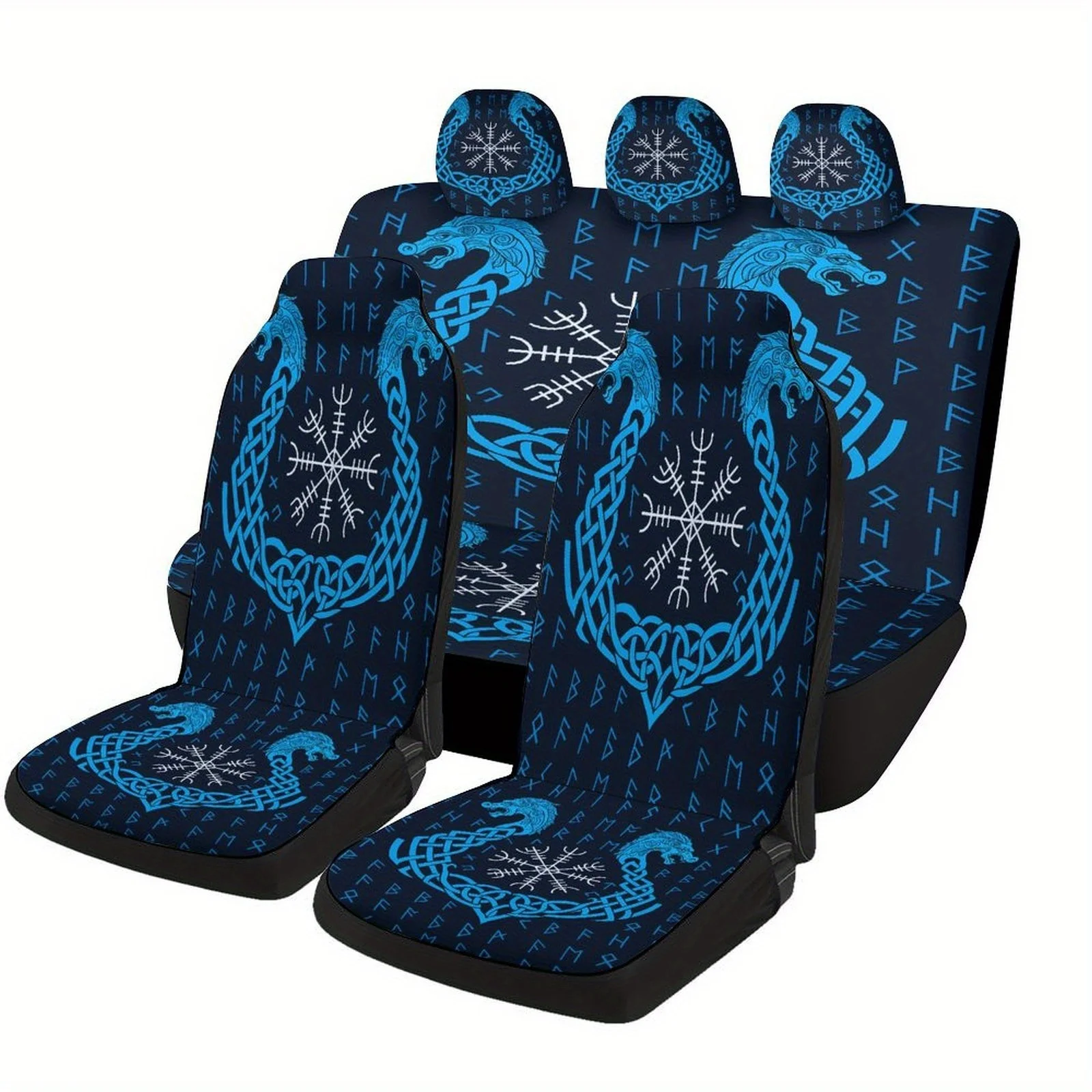 Norse-Themed Viking Compass Car Seat Cover Set Suitable For Various Vehicles, Stylish And High-Quality Covers For All Seats, Inc
