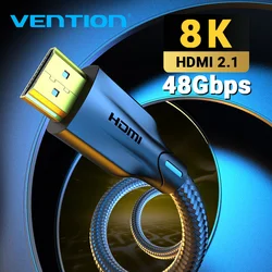 Kabel HDMI Vention HDMI 2.1 kabel 8K @ 60Hz 4K @ 120Hz o bardzo wysokiej prędkości obrotowej 48 gb/s dla PS4 przystawka Mi TV Box rozdzielacz cyfrowy HDR HDMI 2.1 kabel