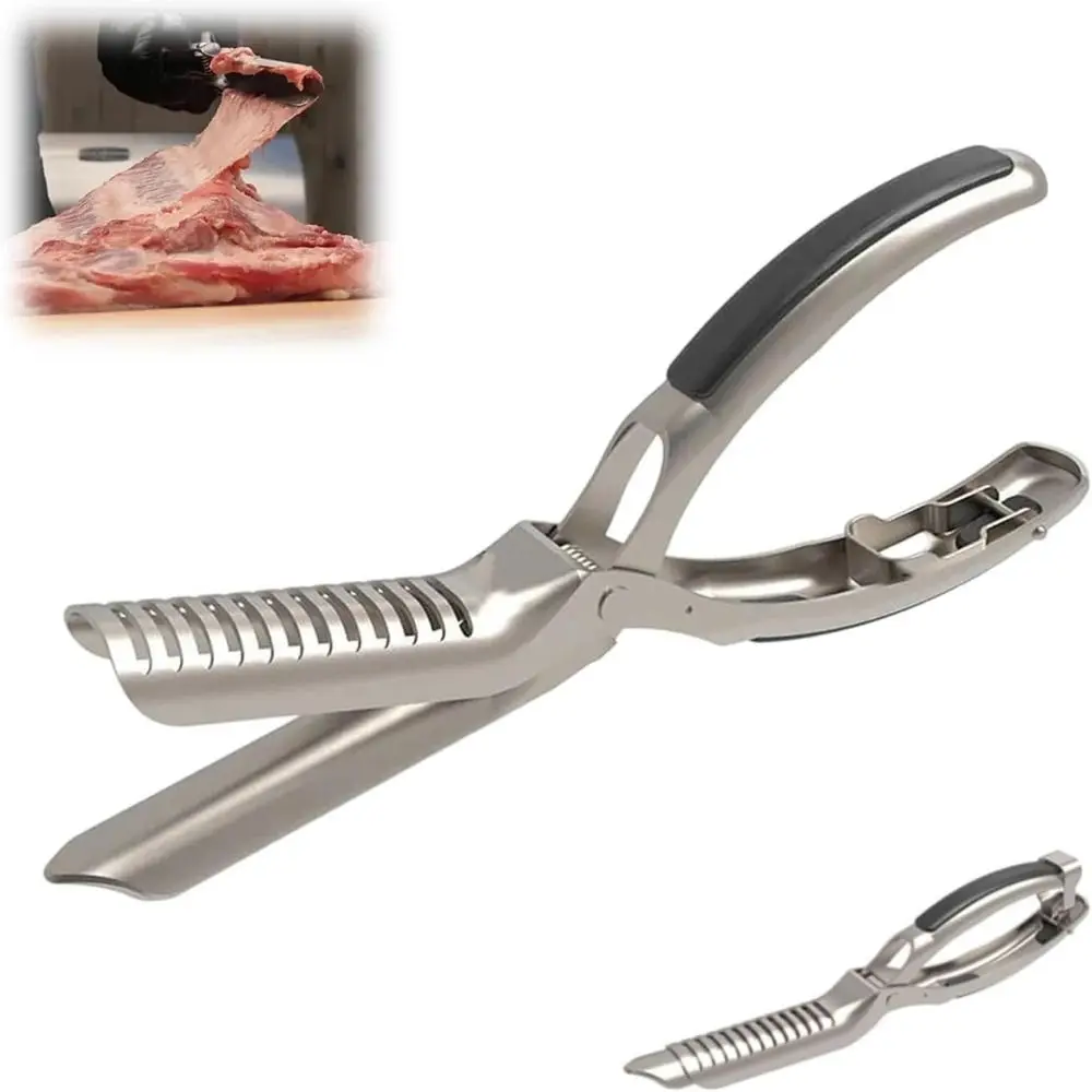 

Stainless Steel Rib Membrane Remover Easy Membrane Removal Ergonomic Non-Slip Grip BBQ Rib Preparation Tool Skin Peeler