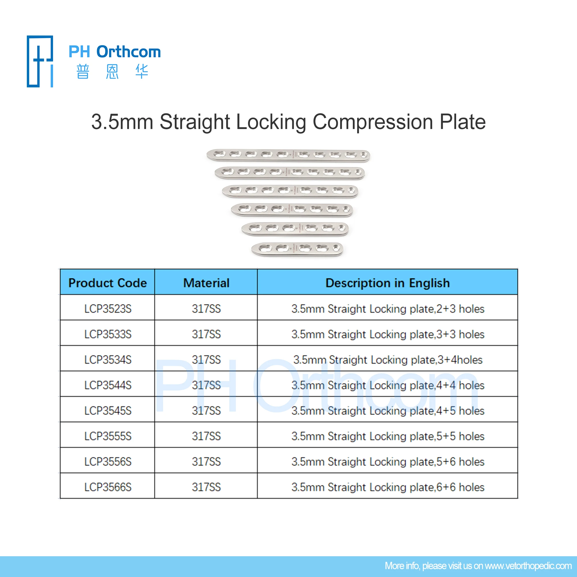 3.5mm Stainless Steel Straight Locking Compression Plate: Veterinary Orthopedic Instrumentation for Pet Care Medical Devices