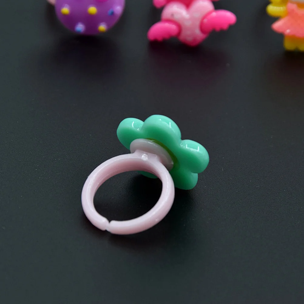 

100pcs Ring Bases Adjustable Children's Plastic Ring Holder Round Bezel Ring Tray Handmade DIY Jewelry Accessories Cartoon Ring