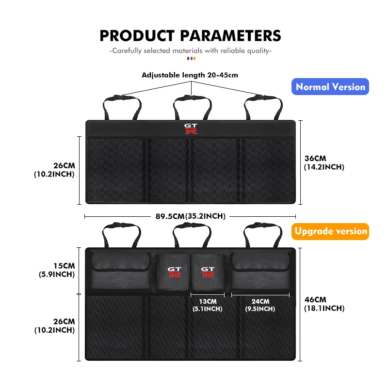 Car Seat Back Storage Leather Multifunction Tissue Storage Box For Nissan GTR NISMO JDM R32 R33 R34 Teana Skyline Kawasaki view 6
