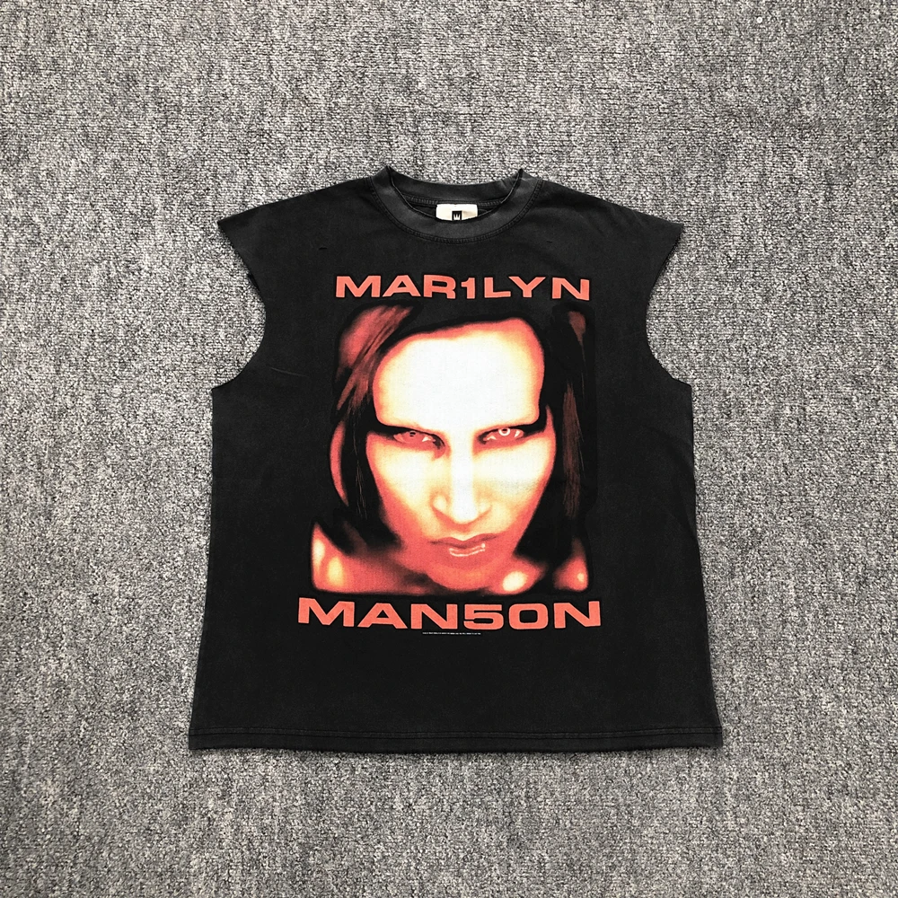 Yao Fashion Loose Oversize Vintage Tee Graphics Print Men Tops Street Style Cotton Casual Band Rock