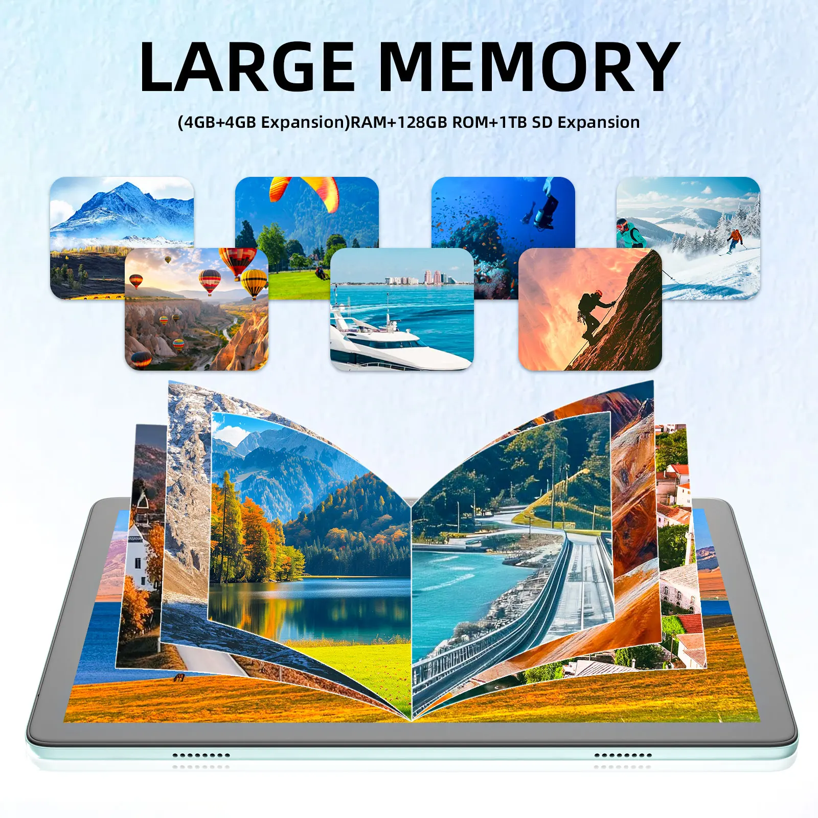 تابلت Android 14 مع لوحة مفاتيح، ماوس، حافظة واقية، قلم، معالج ثماني النواة، 8(4+4) GB+128GB، معتمد من GMS، واي فاي