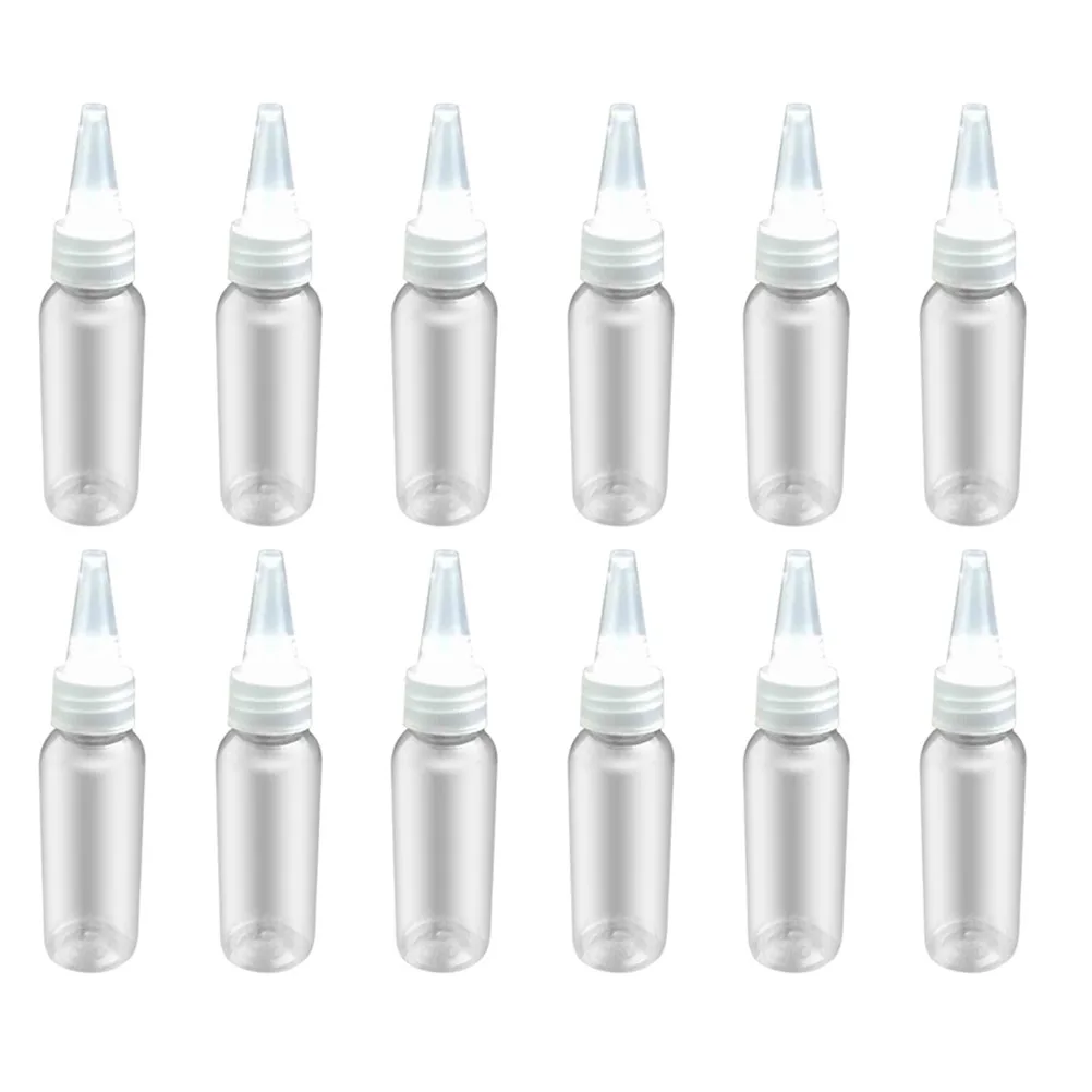 

12 Pcs Tip Applicator Bottles 40ml PET Plastic Clear Dispenser Squeeze Easy Travel Dropper Storage