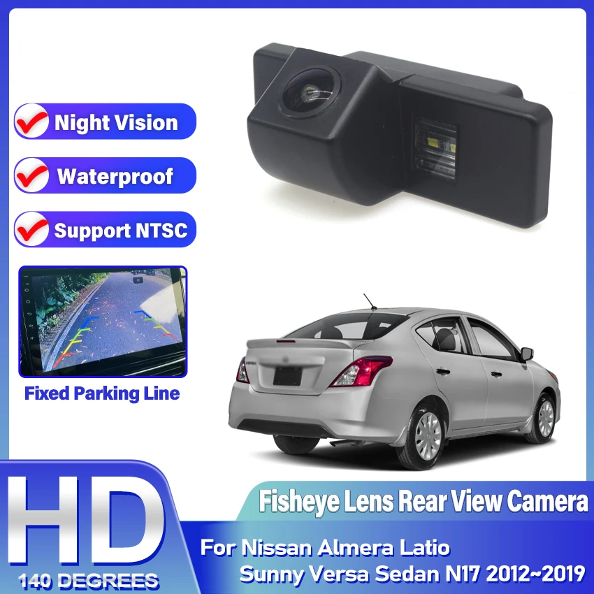 

HD Fisheye 1080x720P Car Fisheye Rear View Camera For Nissan Almera Latio Sunny Versa Sedan N17 2012~2019 License Plate Light