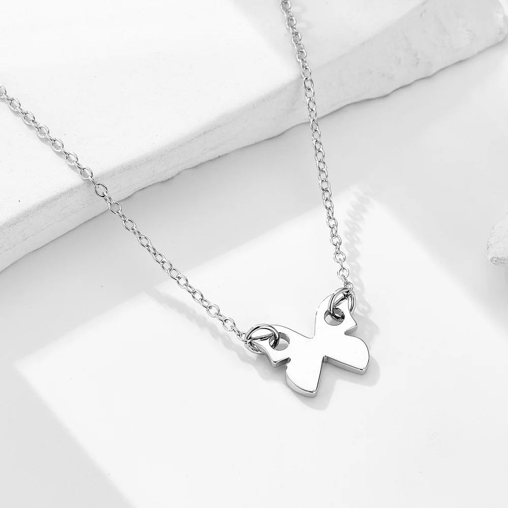

European-American S925 Sterling Silver Niche Necklace Mini Polished Small Butterfly, INS Light Luxury Collarbone Chain for Women