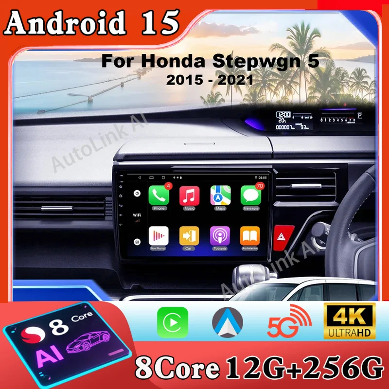 

Android 16 Carplay For Honda Stepwgn 5 2015 - 2021 Car Radio Auto 4G WIFI GPS Navigation Multimedia Video Player Stereo BT