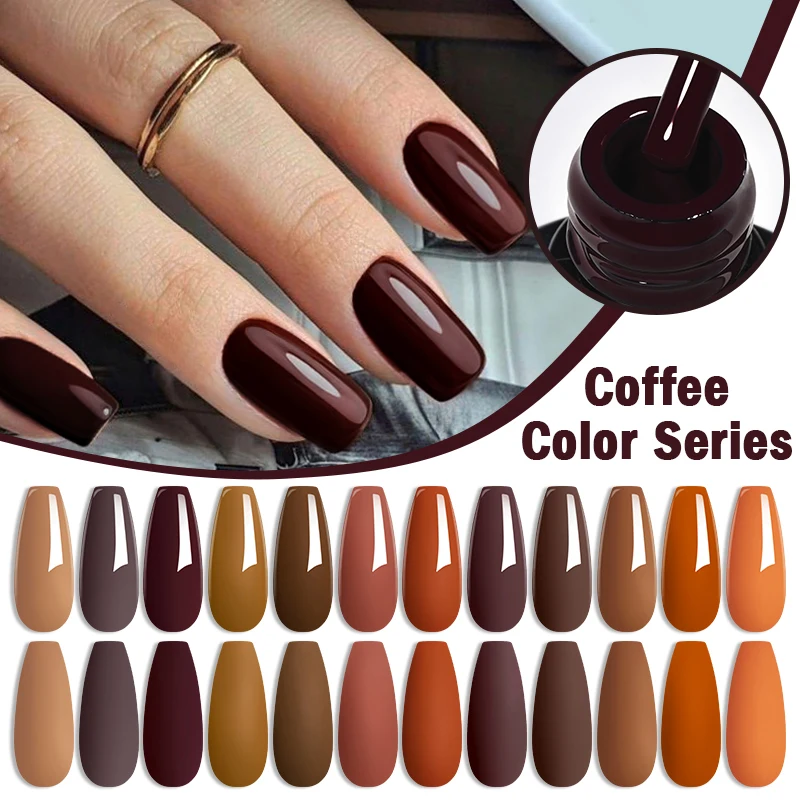 Mtssii 6ml Chocolate Gel Nail Polish For Manicures Semi Permanent Brown Color Soak Off UV Gel Nail Varnish for Nail Art Design