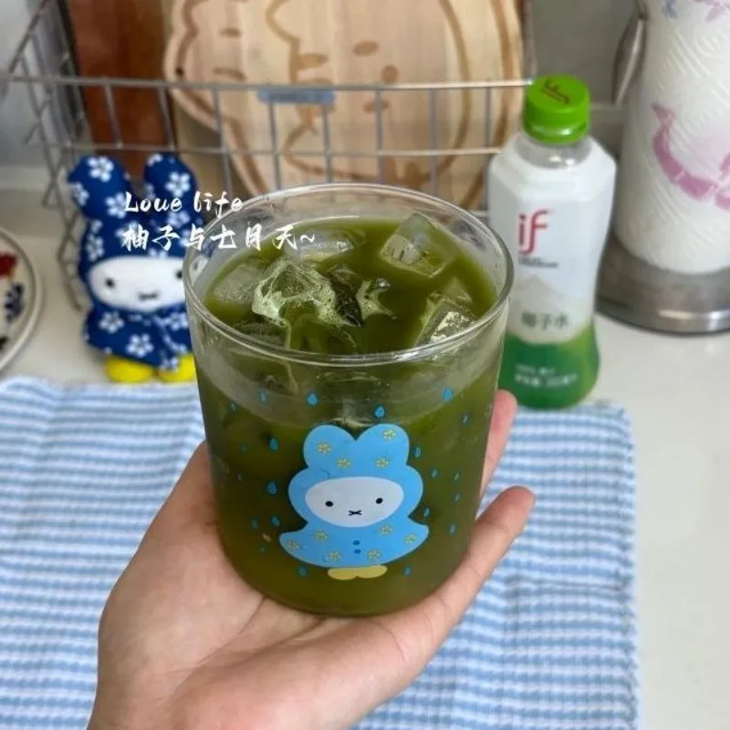 Gobelet en verre Miffy Rabbit, mignon, dessin animé, pour eau, jus, lait, boissons glacées, transparent, grande capacité, cadeau mignon pour filles