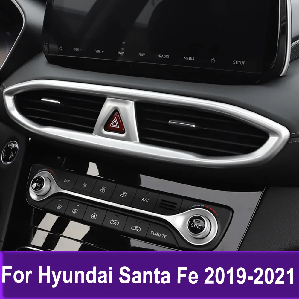 Center Air Conditioning Outlet Vent Trim Cover For Hyundai Santa Fe 2019 2020 2021 Interior Accessories Matte