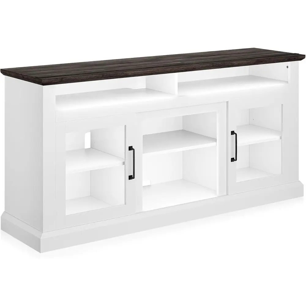 

Тумба под телевизор и медиацентр традиционного дизайна, 60 дюймов, для телевизоров до 65 дюймов, с полками для хранения и шкафчиком, белая