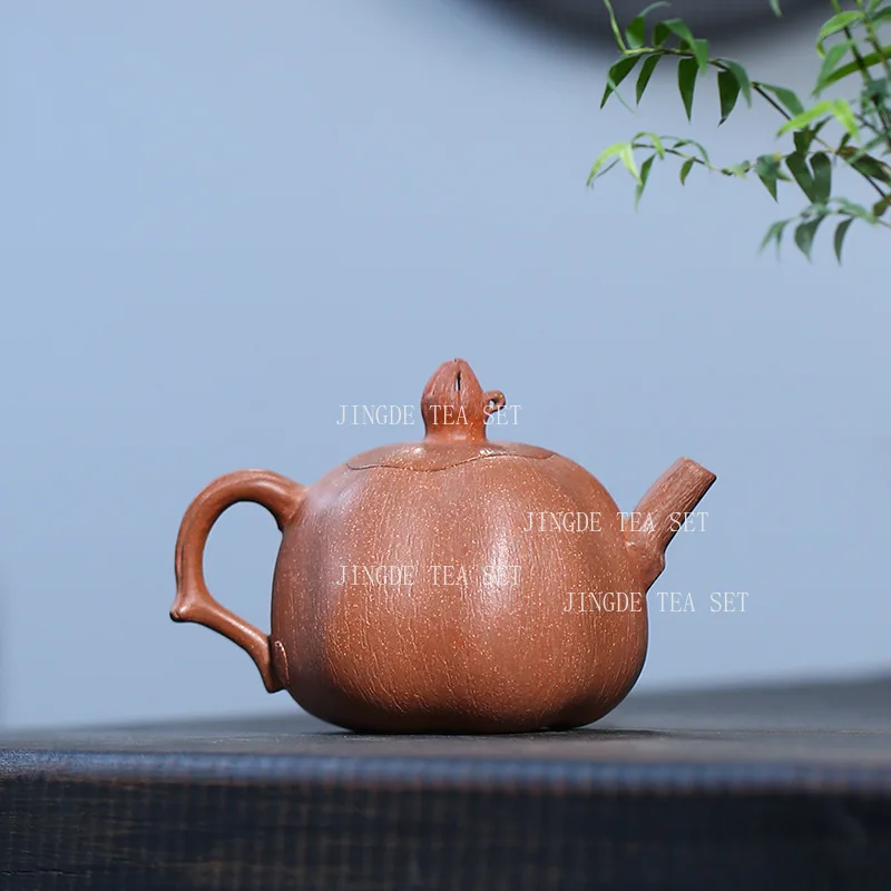 100ml Yixing Natural Rough Bark Texture Zisha Teapot Hand Carved Branch Spout And Lid Pomegranate Shape Tea Vessel Kung Fu