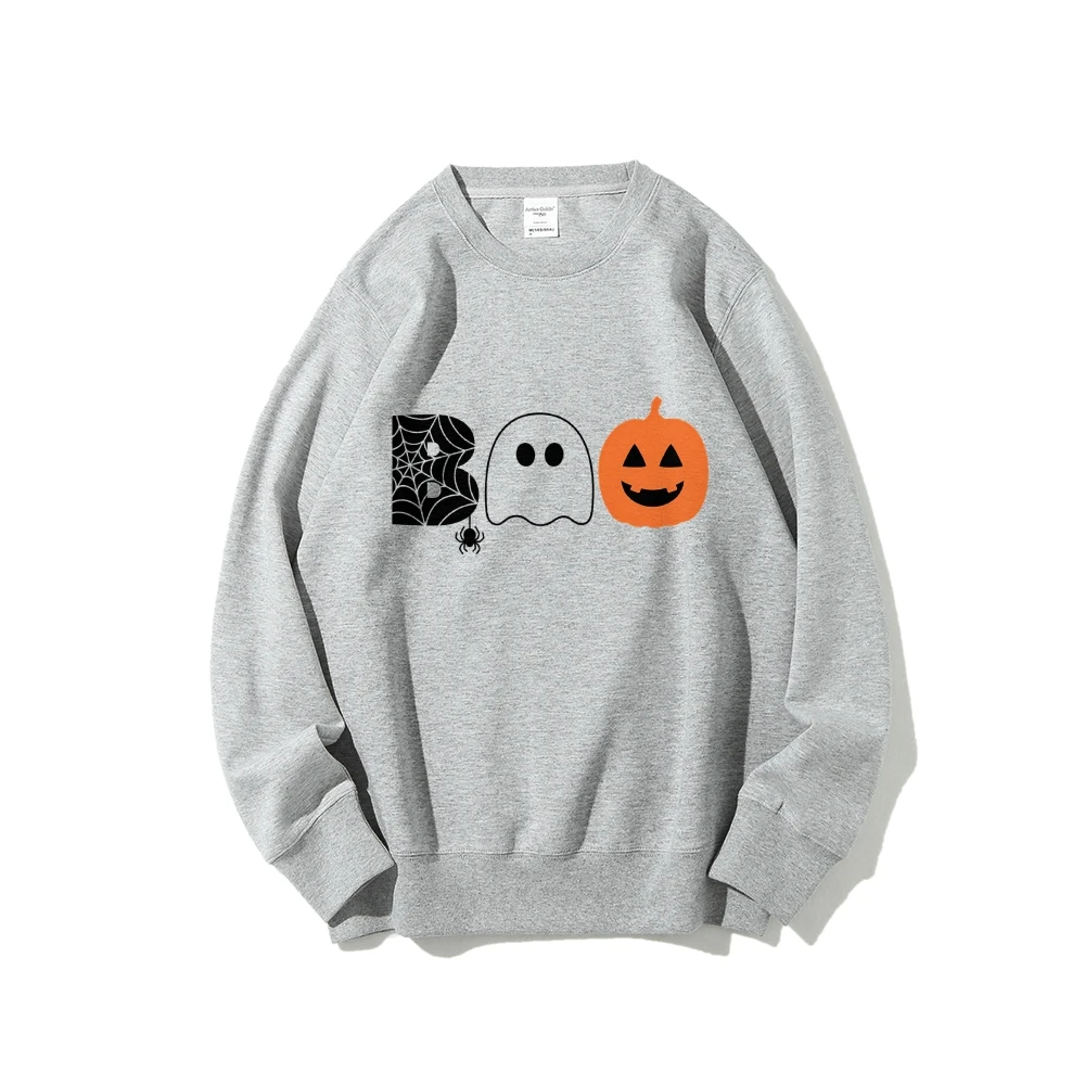 Women’s Cute Halloween Boo Ghost Pumpkin Spider Autumn Winter Spooky Season Sweatshirt Costumes Trendy Stylish Vibes Pullovers