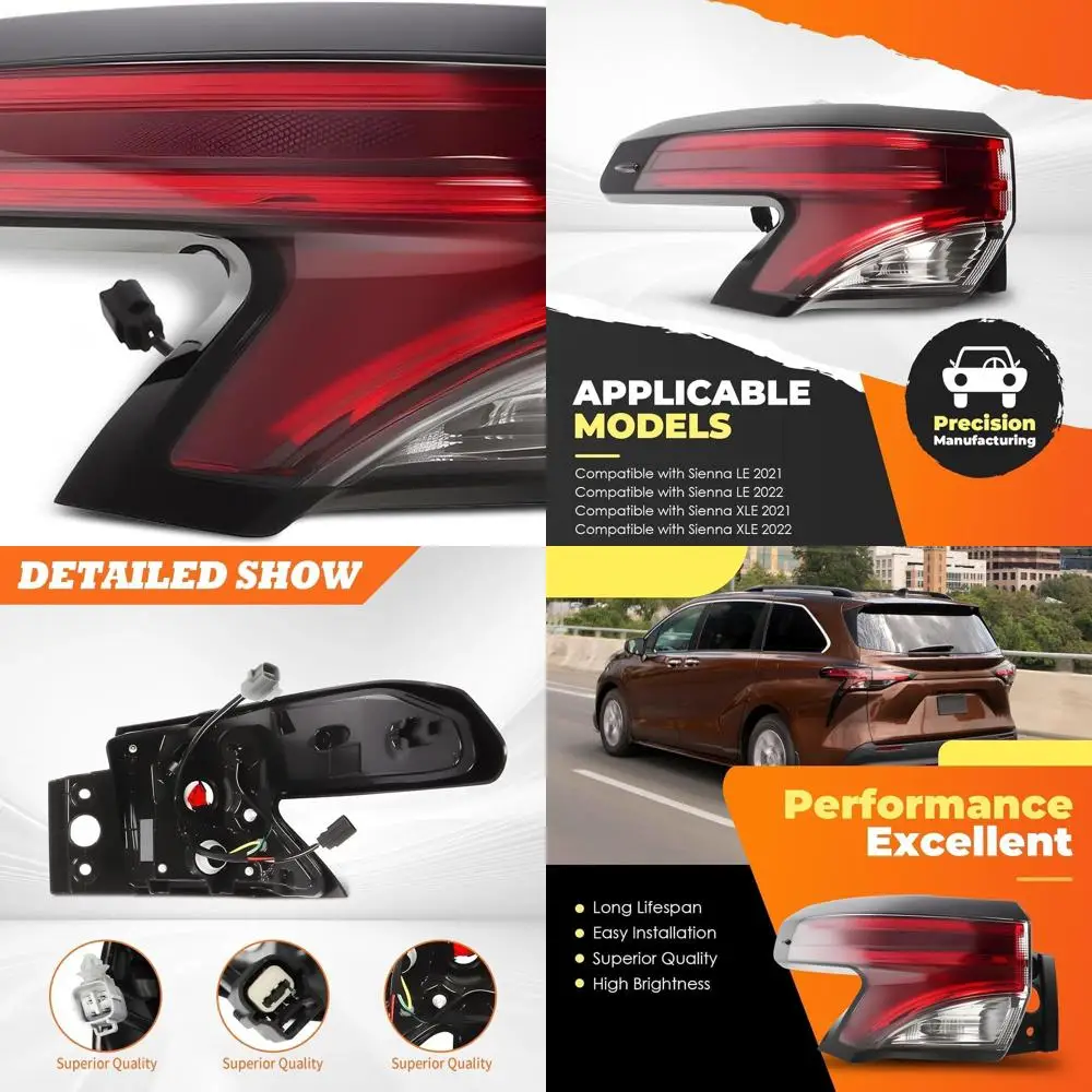 مجموعة مصابيح خلفية خارجية يسار للسائق من سيينا 2021-2022، متوافقة مع مصباح الفرامل الخلفية والضوء الخلفي، TO2804160 #1