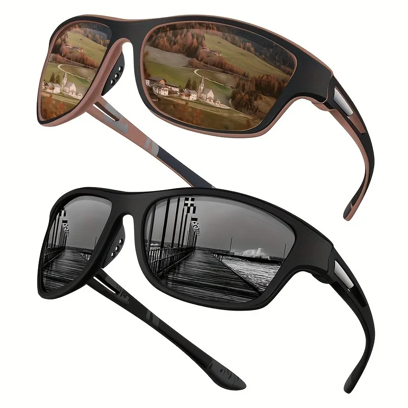 2-teilige quadratische modische Herrenbrille mit bequemem PC-Rahmen, lässige Dekoration, tägliche modische Brille