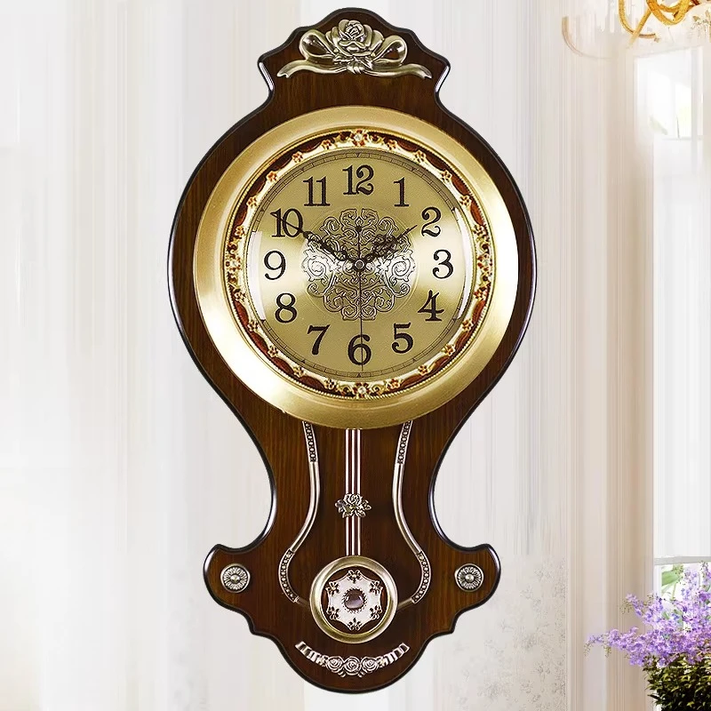 European Retro Silent Wall Clock Modern Minimalist Living Room High-end Quartz Clocks Creative Home Decor Reloj De Pared FYWC