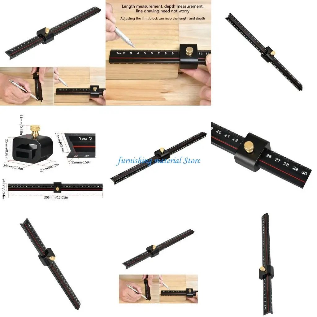 

Y5GD L Adjustable Scriber Aluminum Rule for Precise Measurement & Line Drawing