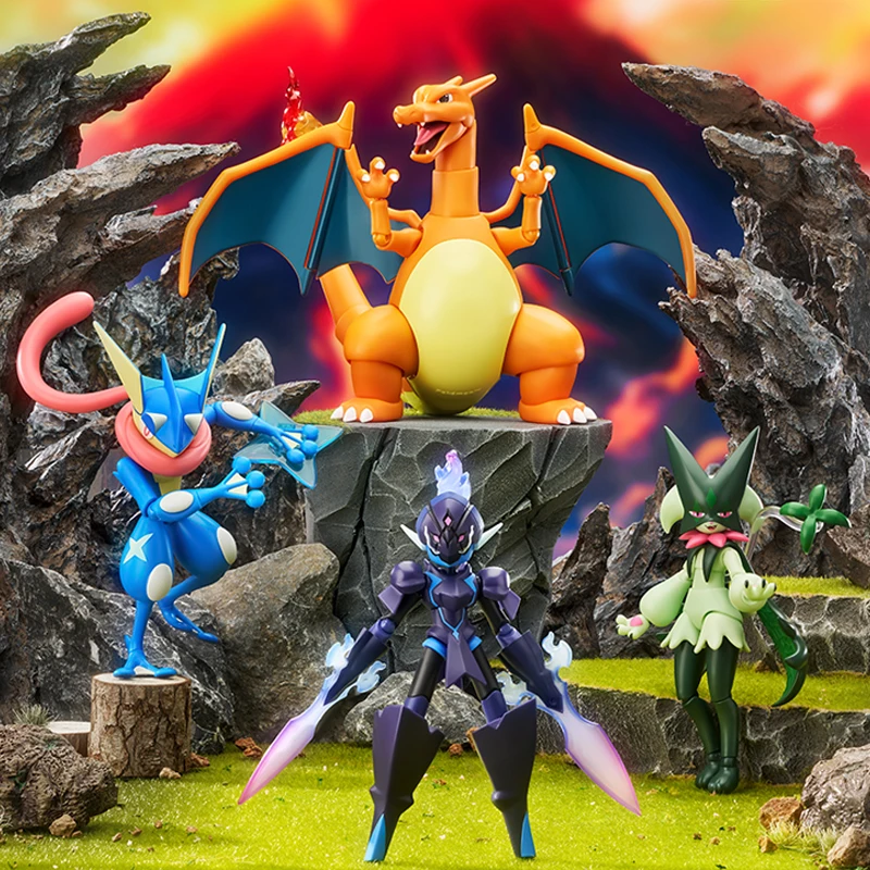 

Genuine Pokemon Classic version L Charizard Greninja Charmander Meowscarada Assembly Figure Model Toys Gift for Birthday